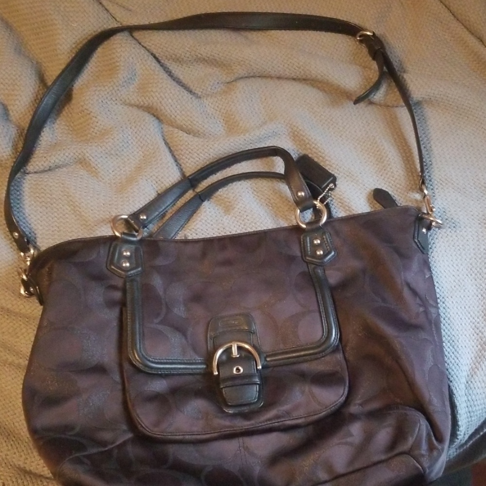 Dark walnut color coach purse